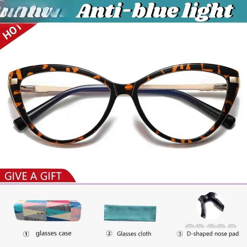 Women's Cat Eye Full Rim Titanium Reading Glasses 2111 — view 9 | Rx Spectacle