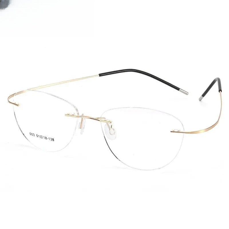 Unisex Triangle Rimless Titanium Prescription Glasses 003 — view 6 | Rx Spectacle