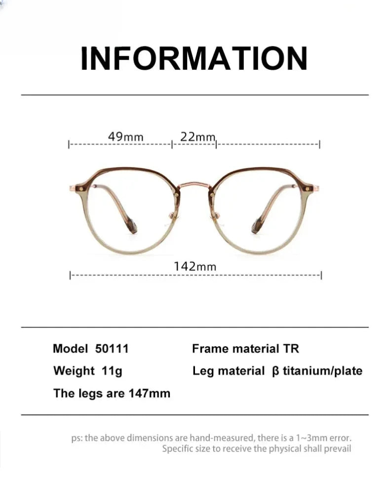 Unisex Round Full Rim Titanium Flat Top Reading Glasses 50111 — view 2 | Rx Spectacle