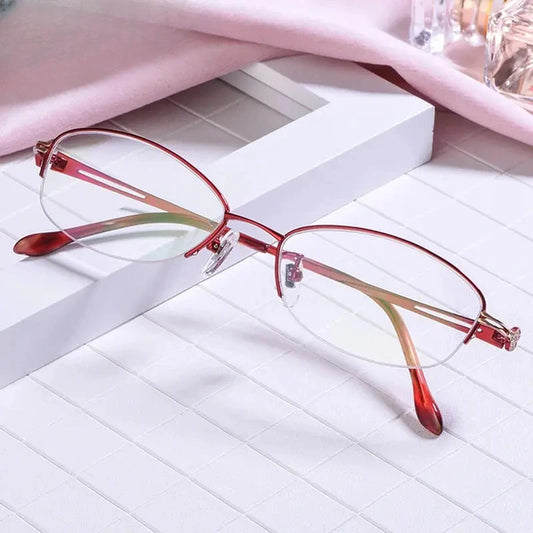 Women's Oval Semi-Rimless Stainless Steel Prescription Glasses 98316 — view 1 | Rx Spectacle