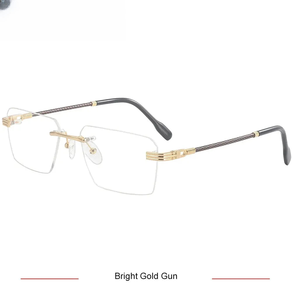 Unisex Polygon Rimless Titanium Flat Top Prescription Glasses 650032 — view 5 | Rx Spectacle