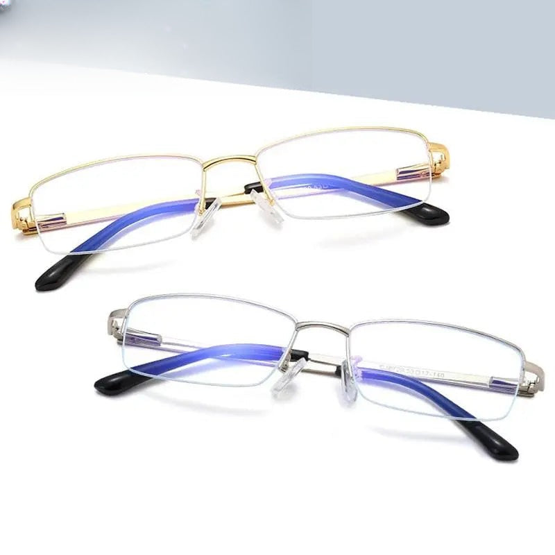 Unisex Rectangular Semi-Rimless Alloy Prescription Glasses — view 1 | Rx Spectacle