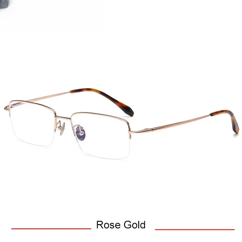 Men's Square Semi-Rimless Titanium Oversized Prescription Glasses 316088 — view 5 | Rx Spectacle