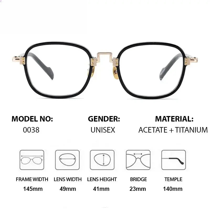 Unisex Square Full Rim Titanium Prescription Glasses 190038 — view 2 | Rx Spectacle
