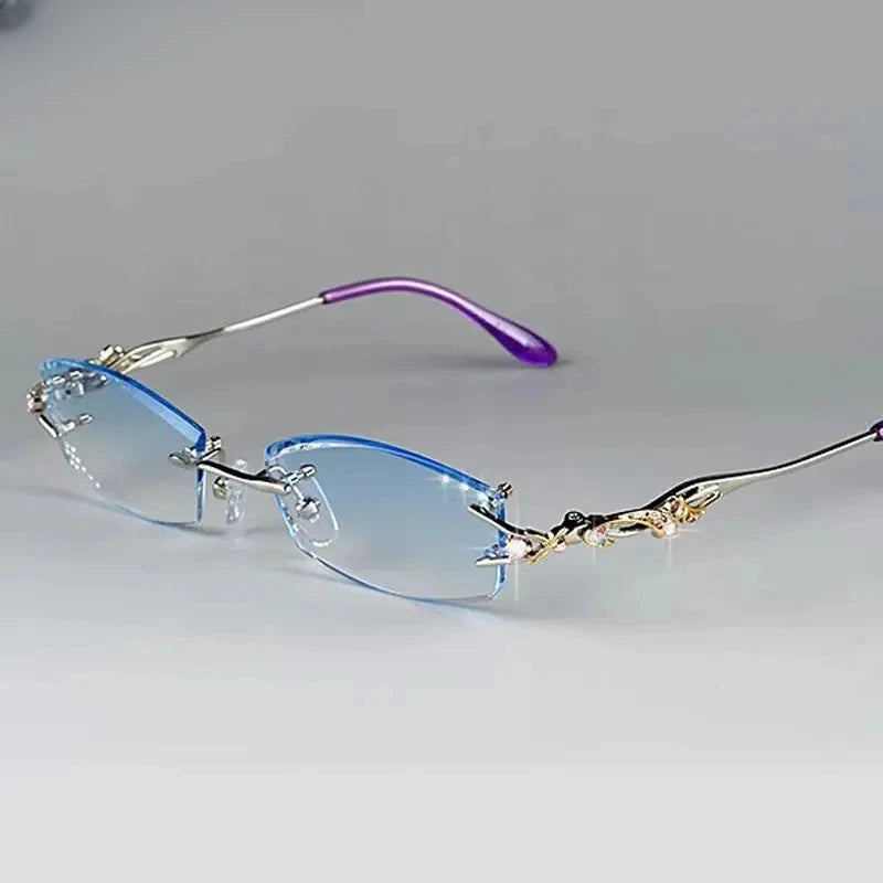Women's Rectangular Rimless Titanium Prescription Glasses 408036 — view 4 | Rx Spectacle