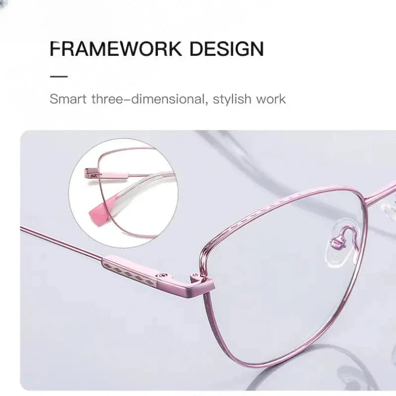 Women's Cat Eye Full Rim Stainless Steel Reading Glasses 3032 — view 4 | Rx Spectacle