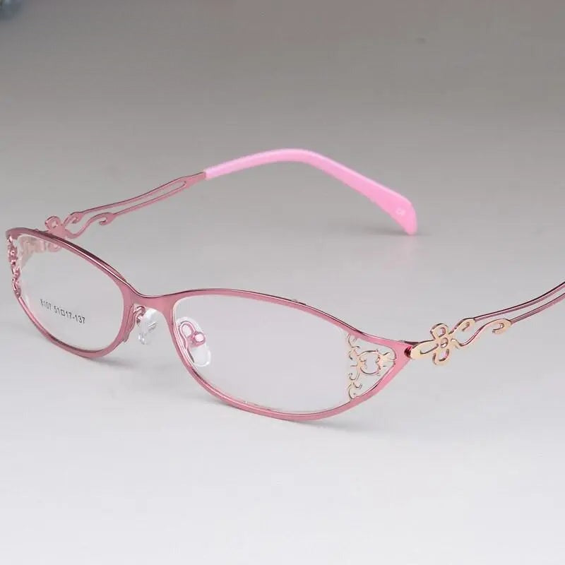 Women's Cat Eye Full Rim Stainless Steel Prescription Glasses 8107 — view 3 | Rx Spectacle