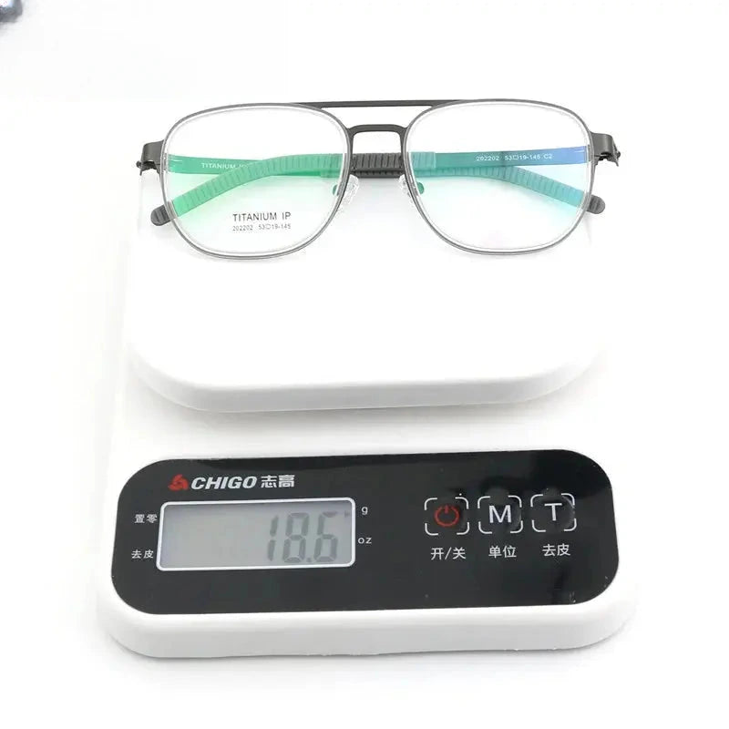 Unisex Square Full Rim Titanium Double Bridge Prescription Glasses 4422 — view 3 | Rx Spectacle
