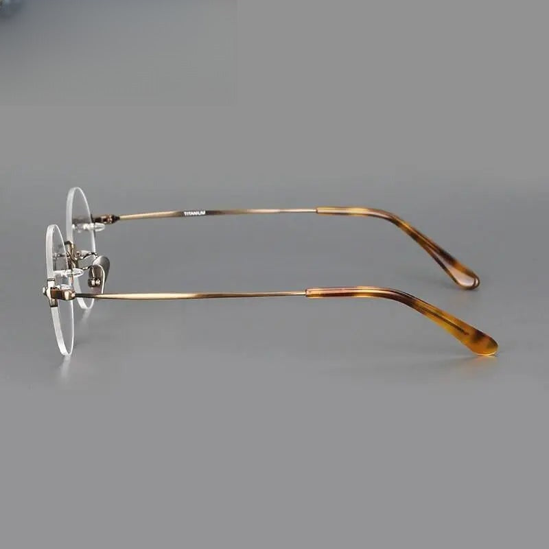 Unisex Round Rimless Titanium Reading Glasses — view 10 | Rx Spectacle