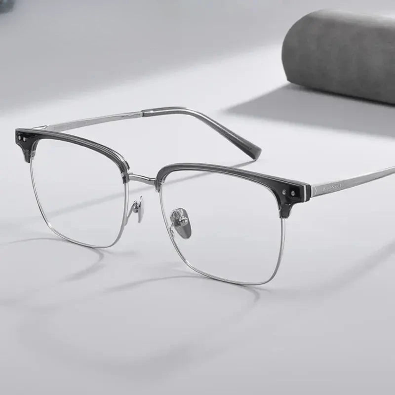 Unisex Square Full Rim Titanium Oversized Prescription Glasses 881036 — view 1 | Rx Spectacle