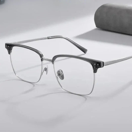 Unisex Square Full Rim Titanium Oversized Prescription Glasses 881036 — view 1 | Rx Spectacle