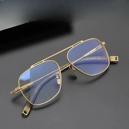 Men's Square Full Rim Titanium Prescription Glasses Lsa1051 — view 1 | Rx Spectacle