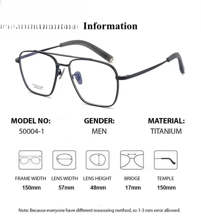 Men's Square Full Rim Titanium Prescription Glasses 500004 — view 9 | Rx Spectacle
