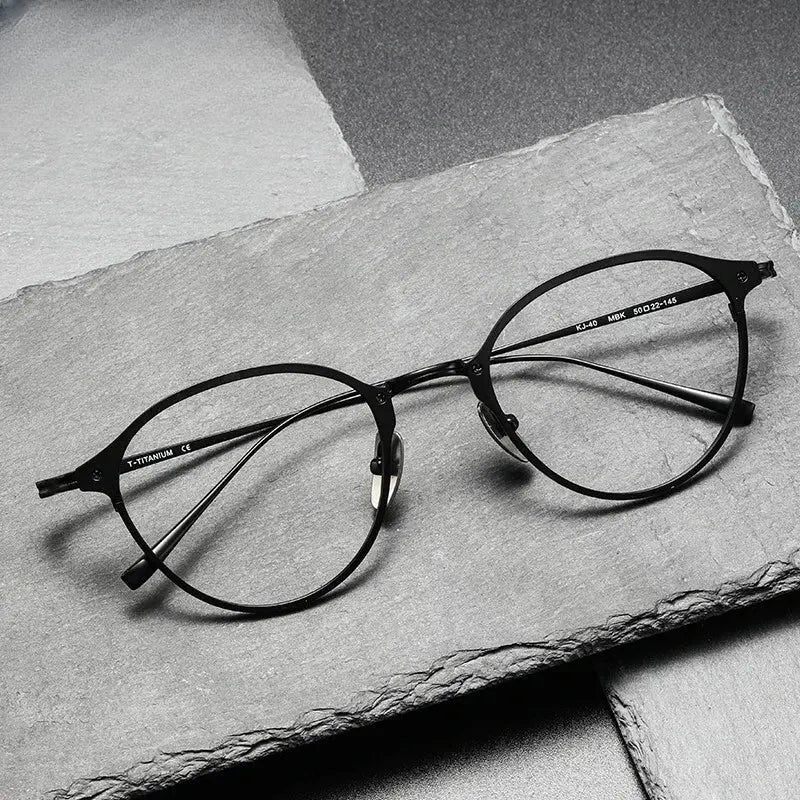 Men's Round Full Rim Titanium Prescription Glasses 642040 — view 1 | Rx Spectacle