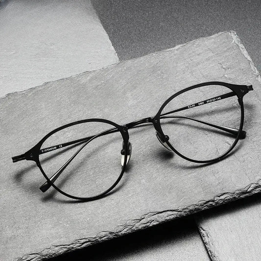 Men's Round Full Rim Titanium Prescription Glasses 642040 — view 1 | Rx Spectacle