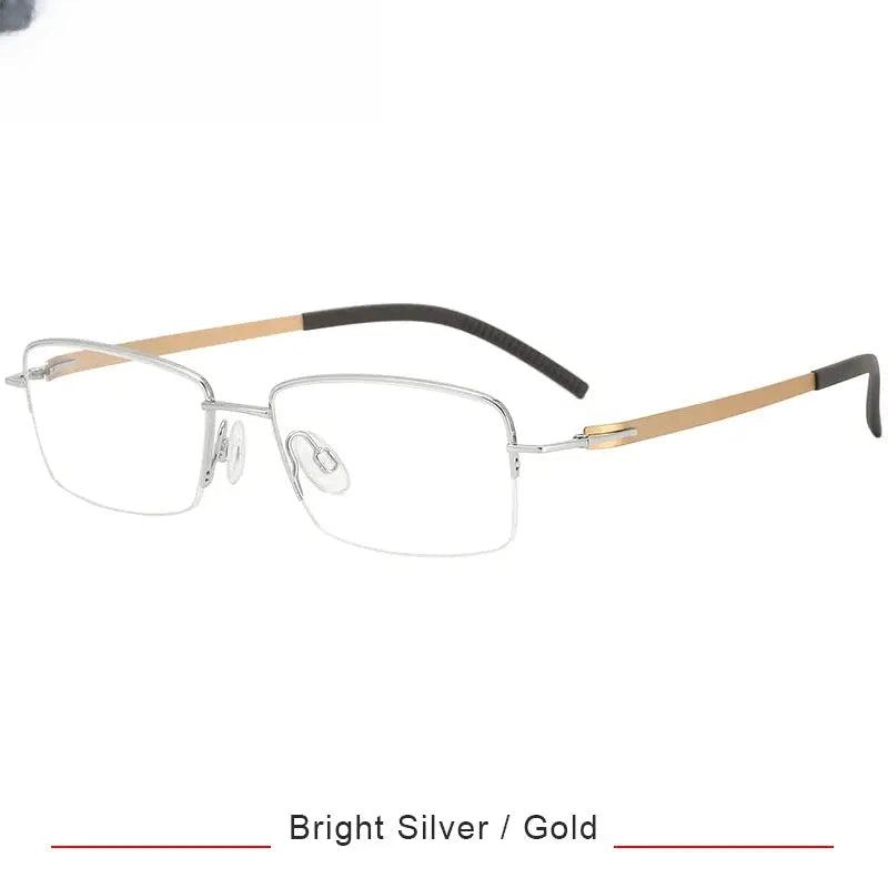 Women's Square Semi-Rimless Titanium Screwless Prescription Glasses 315001 — view 5 | Rx Spectacle