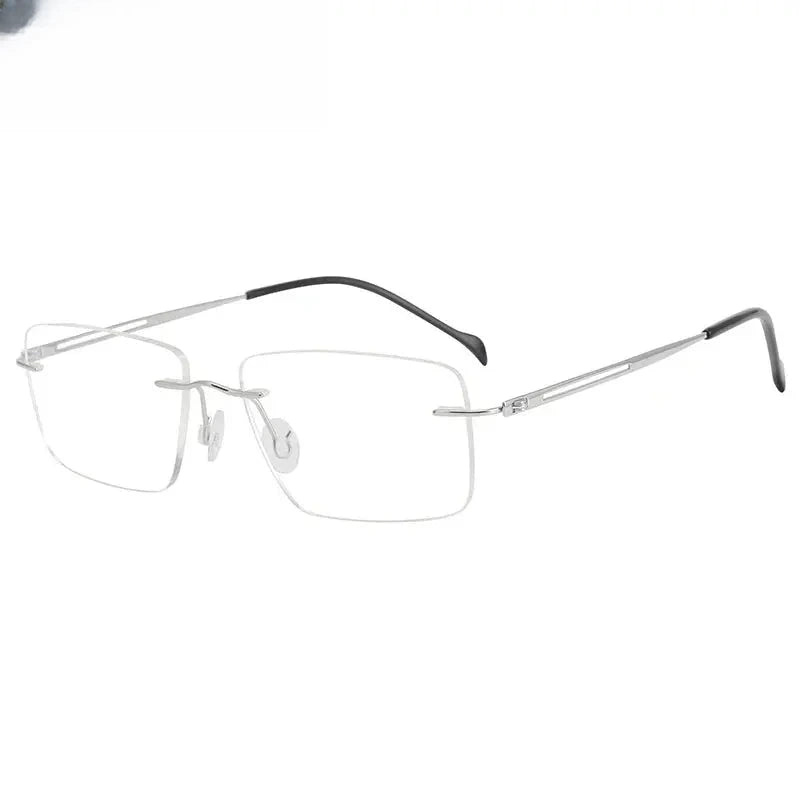 Unisex Square Rimless Titanium Prescription Glasses 875019 — view 8 | Rx Spectacle
