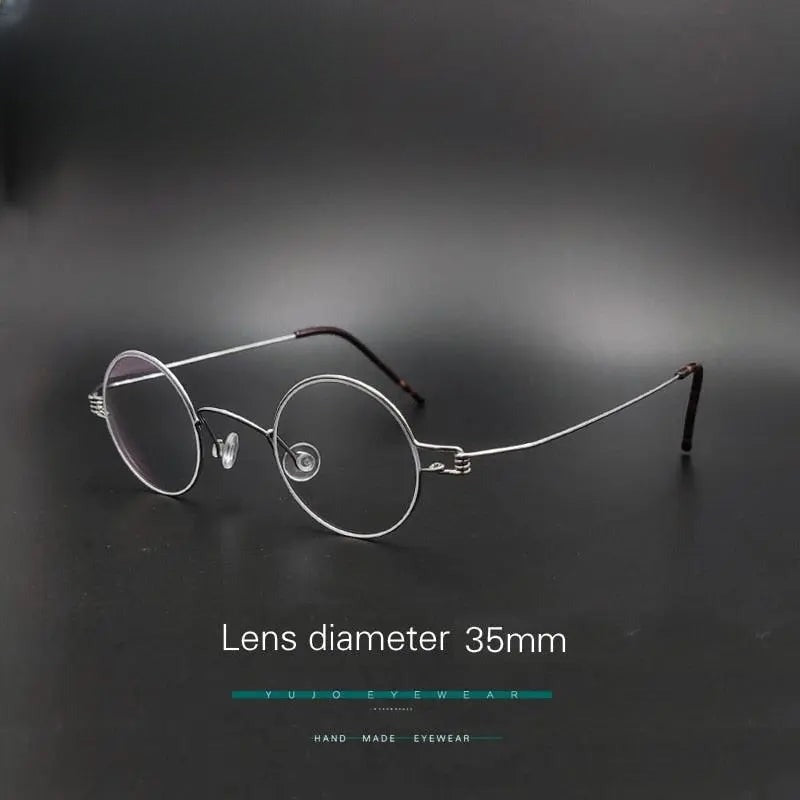 Unisex Round Full Rim Stainless Steel Prescription Glasses Y065 — view 10 | Rx Spectacle