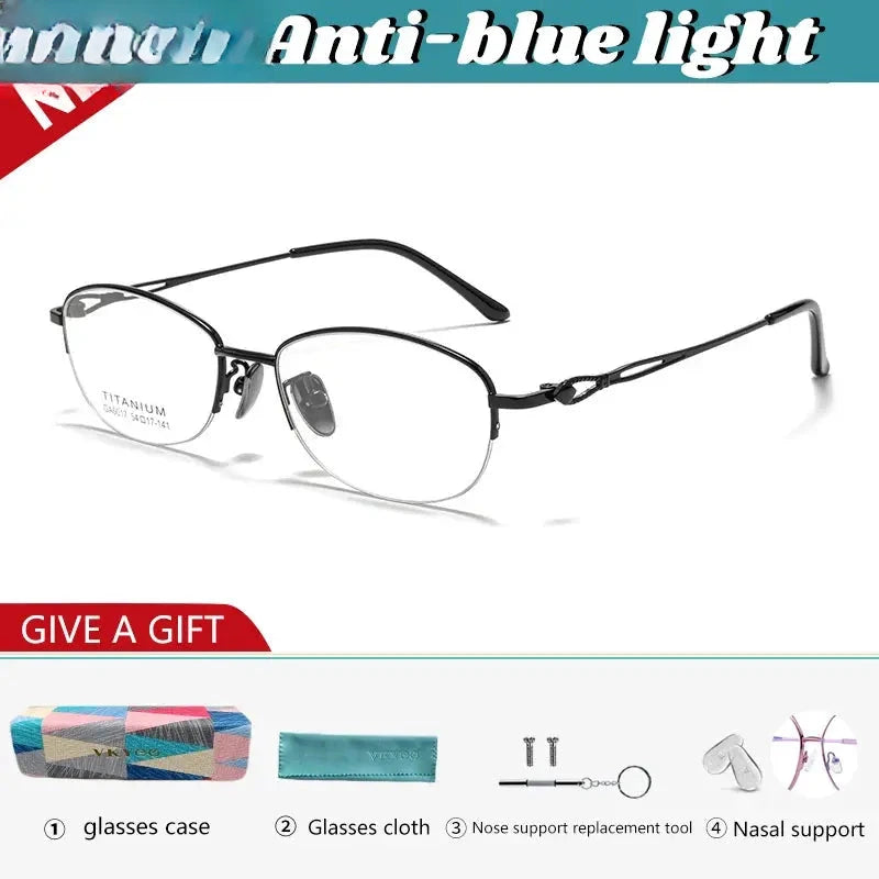 Women's Square Semi-Rimless Alloy Reading Glasses 26017 — view 7 | Rx Spectacle