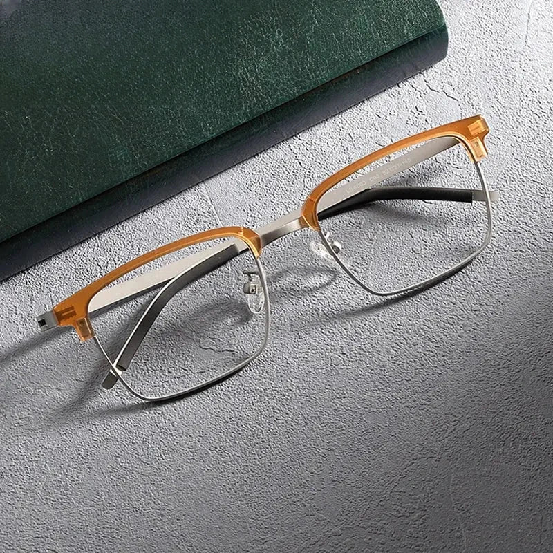 Unisex Square Full Rim Acetate Screwless Prescription Glasses 1236 — view 2 | Rx Spectacle
