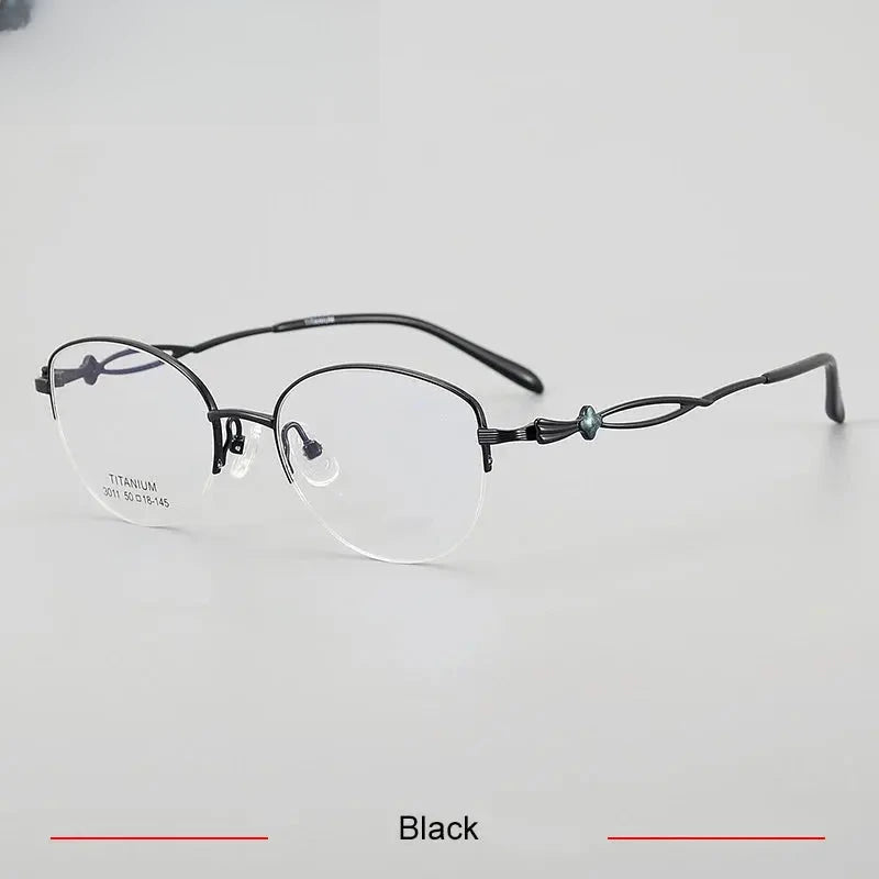 Women's Oval Semi-Rimless Titanium Prescription Glasses 63011 — view 6 | Rx Spectacle