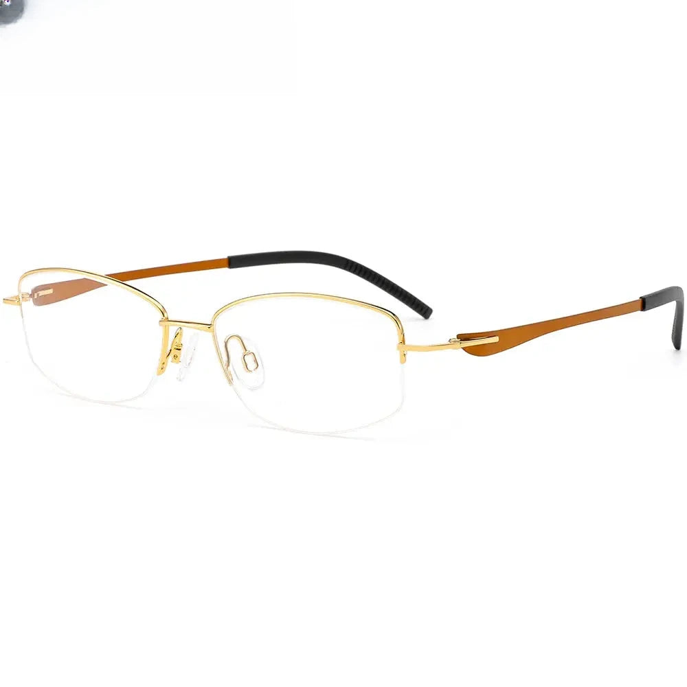 Unisex Oval Semi-Rimless Titanium Screwless Prescription Glasses 350031 — view 1 | Rx Spectacle