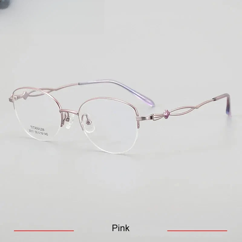 Women's Oval Semi-Rimless Titanium Prescription Glasses 63011 — view 3 | Rx Spectacle