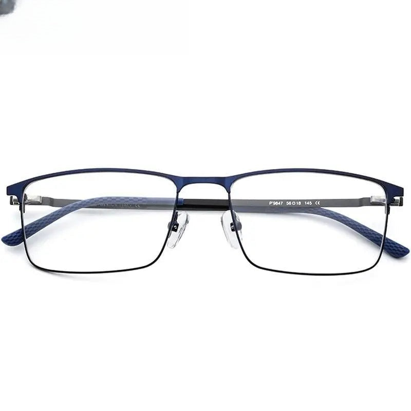 Men's Square Full Rim Titanium Prescription Glasses 9847 — view 6 | Rx Spectacle