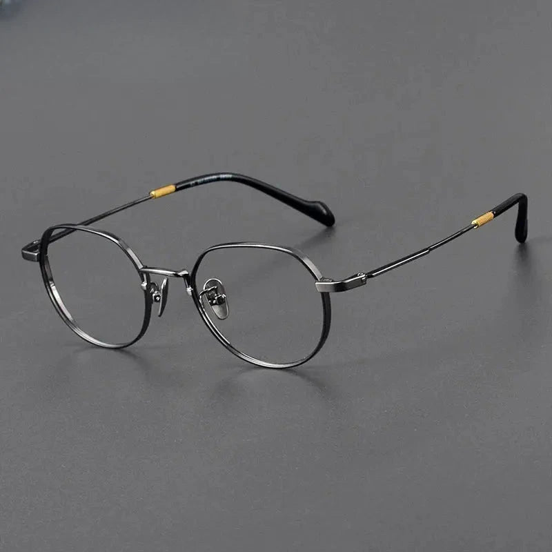 Women's Round Full Rim Titanium Flat Top Prescription Glasses 880066 — view 6 | Rx Spectacle
