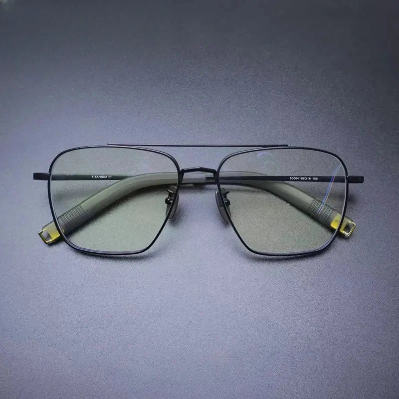 Men's Square Full Rim Titanium Double Bridge Prescription Glasses t2 — view 1 | Rx Spectacle