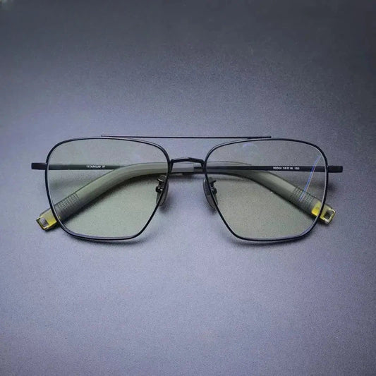 Men's Square Full Rim Titanium Double Bridge Prescription Glasses t2 — view 1 | Rx Spectacle