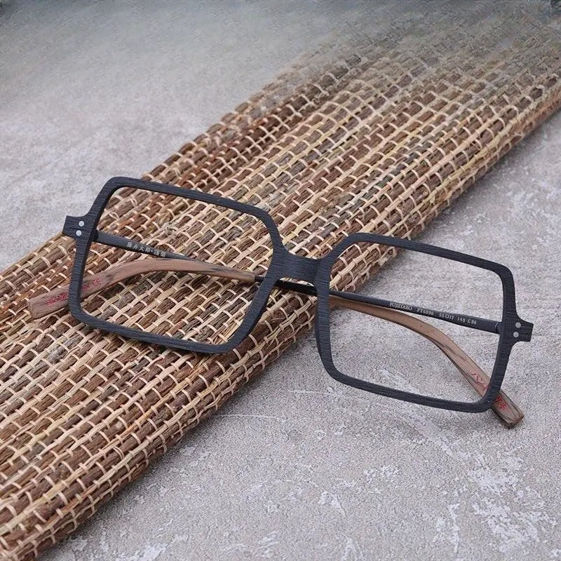 Unisex Square Full Rim Wood Oversized Prescription Glasses Ft8890 — view 1 | Rx Spectacle