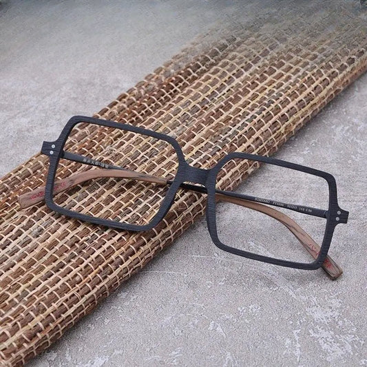 Unisex Square Full Rim Wood Oversized Prescription Glasses Ft8890 — view 1 | Rx Spectacle