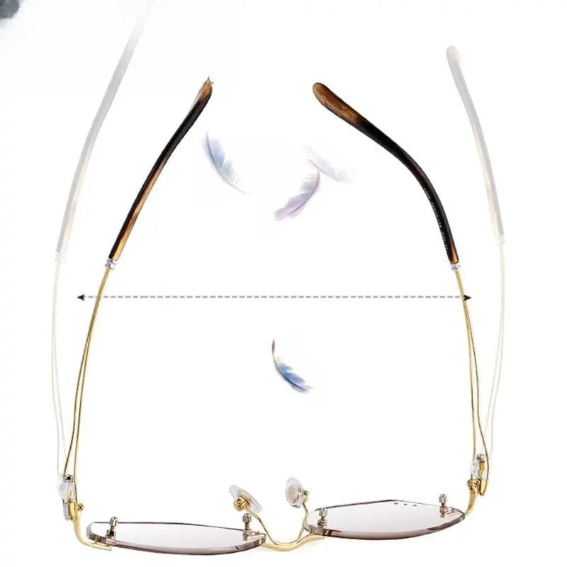 Women's Oval Rimless Titanium Prescription Glasses 1337 — view 3 | Rx Spectacle