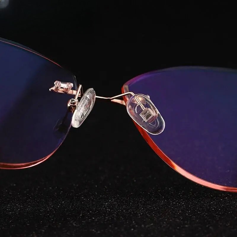 Women's Cat Eye Rimless Titanium Prescription Glasses 88205 — view 5 | Rx Spectacle