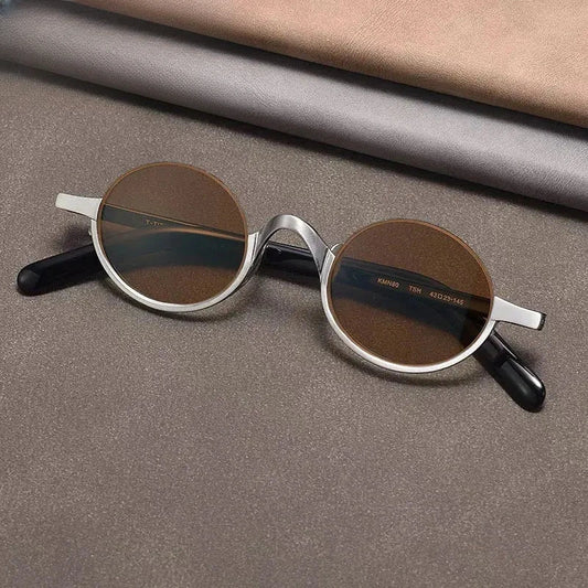 Unisex Oval Semi-Rimless Titanium Prescription Glasses Y4338 — view 1 | Rx Spectacle