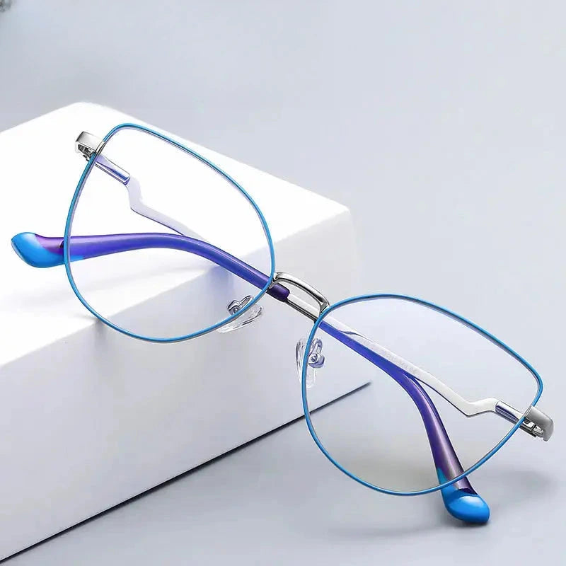 Women's Cat Eye Full Rim Alloy Prescription Glasses 53043 — view 1 | Rx Spectacle