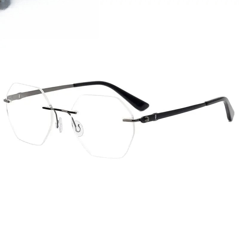 Men's Polygon Rimless Titanium Prescription Glasses 5018 — view 4 | Rx Spectacle