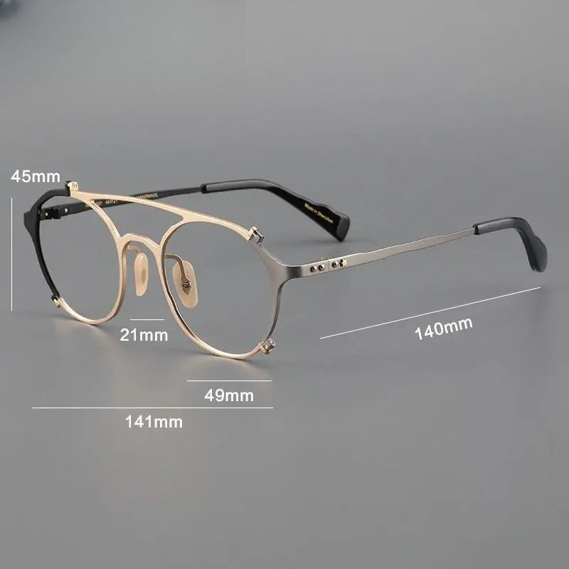 Unisex Round Full Rim Titanium Double Bridge Prescription Glasses Gxyj1026 — view 9 | Rx Spectacle