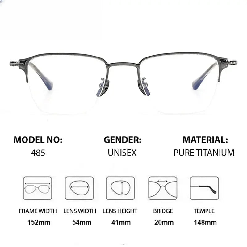 Unisex Polygon Semi-Rimless Titanium Oversized Prescription Glasses 881485 — view 2 | Rx Spectacle