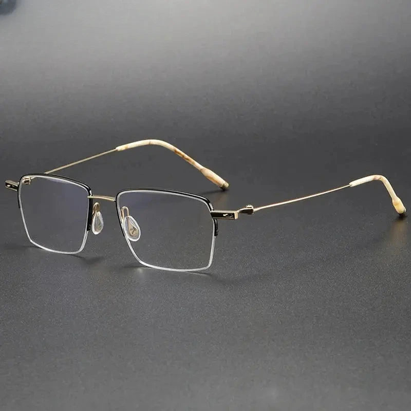Unisex Polygon Semi-Rimless Titanium Prescription Glasses 202311 — view 3 | Rx Spectacle