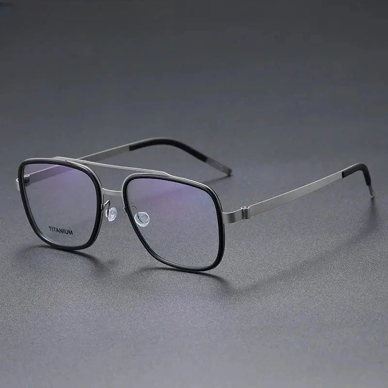 Unisex Square Full Rim Titanium Double Bridge Prescription Glasses 49911 — view 10 | Rx Spectacle