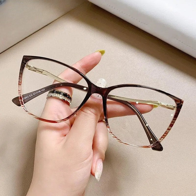 Women's Cat Eye Full Rim Titanium Prescription Glasses 7843 — view 5 | Rx Spectacle