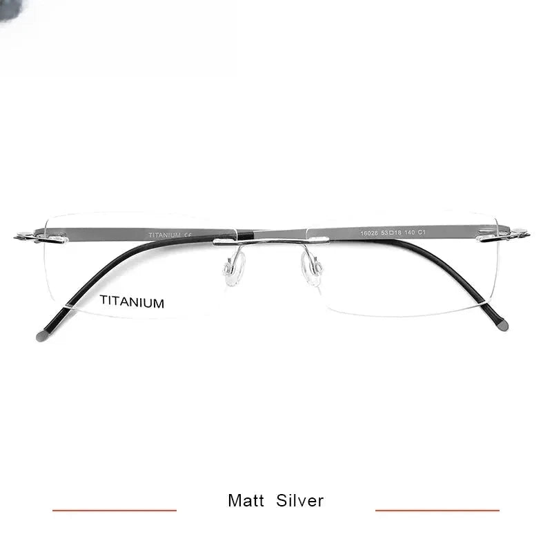 Unisex Square Rimless Titanium Prescription Glasses 316028 — view 6 | Rx Spectacle