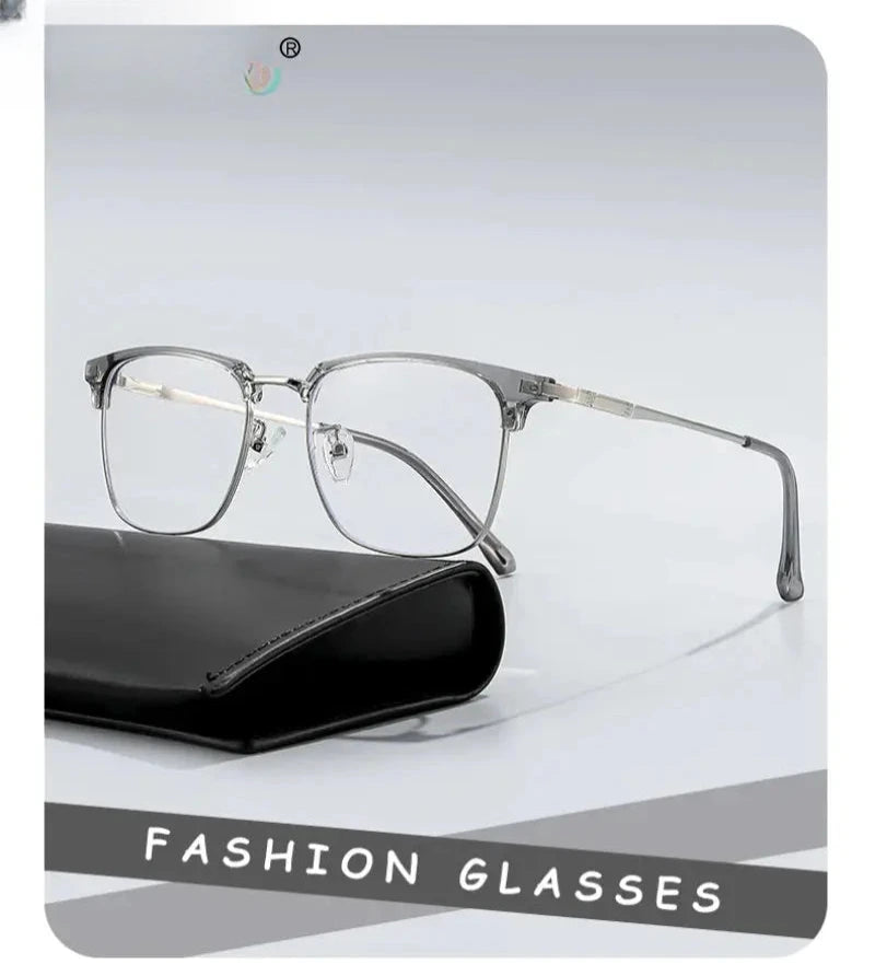 Men's Square Full Rim Titanium Reading Glasses 8026 — view 4 | Rx Spectacle