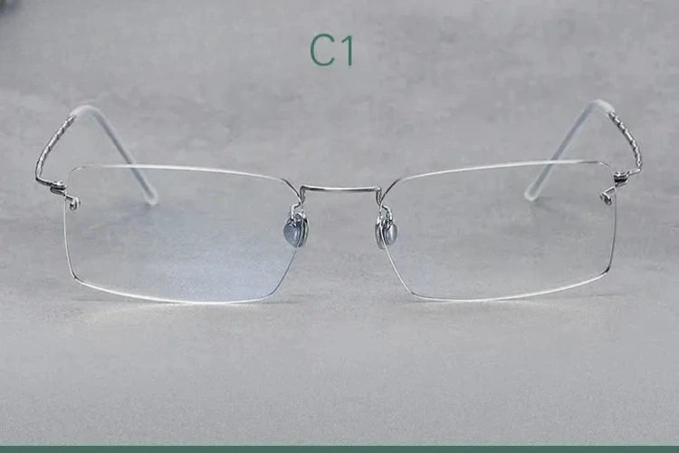 Women's Rectangular Rimless Titanium Prescription Glasses 61422 — view 4 | Rx Spectacle