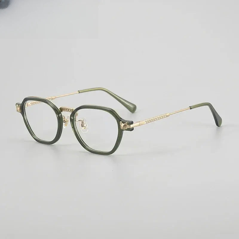 Unisex Polygon Full Rim Titanium Prescription Glasses 57009 — view 3 | Rx Spectacle