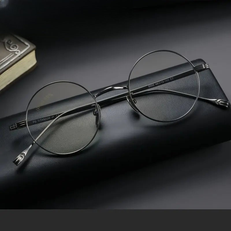 Women's Round Full Rim Titanium Prescription Glasses 5555 — view 1 | Rx Spectacle
