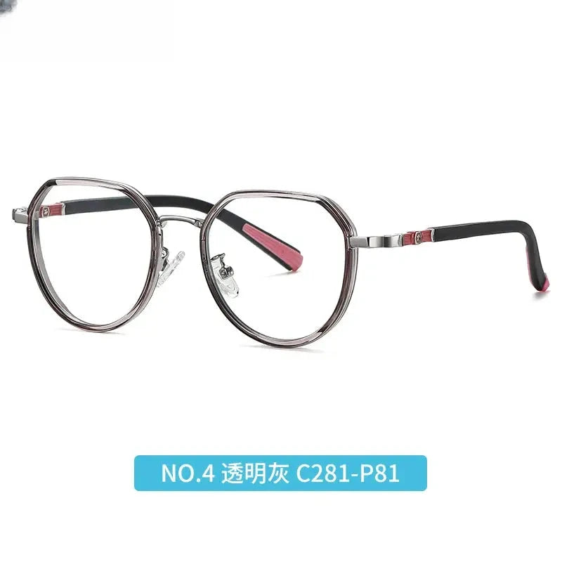 Unisex Round Full Rim Titanium Flat Top Prescription Glasses 5126 — view 10 | Rx Spectacle