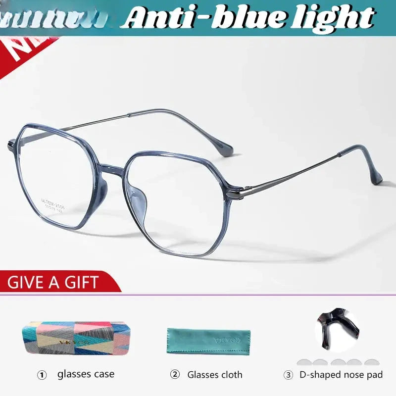 Women's Polygon Full Rim Stainless Steel Flat Top Reading Glasses 4250 — view 10 | Rx Spectacle